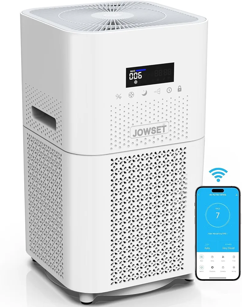 Air Purifiers for Large Room,Jowset 3000 sqft Smart WiFi Air Cleaner and H13 True HEPA Filter Remove 99.97% of Particles, Smoke, Dust,Pet Allergen Reducer Powerful Motor,Works with Alexa