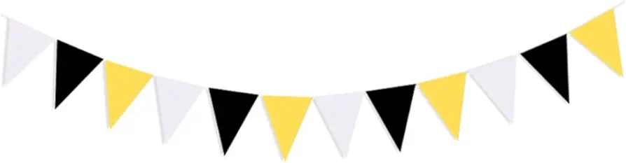 Triangle Flag Bunting Banner, Triangle Flag Bunting Banner, 2.8M Yellow Black White Pennant Banner, Fabric Garland for Wedding Birthday Bunting Garland