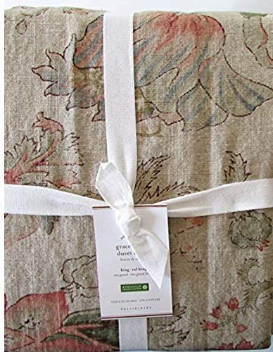 Pottery Barn Grace Floral Linen Texture Duvet Cover King/Cali King