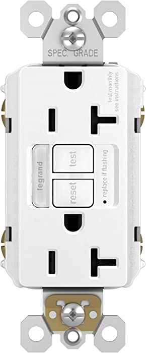 Legrand radiant Night Light, Self-Test GFCI Outlets, Safe for Kids, Tamper Resistant, White, 20 Amp, 2097NTLTRW