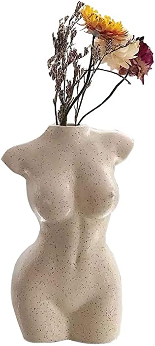 Body Vase Female Form for Boho Bathroom Decor, Boho Flowers, Boho vase for Minimalist Decor, Small vase for Eclectic Decor, Vanity Decor, Beige vase, Body Shaped Vase (Regular, Ivory)