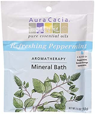 Aura Cacia Refreshing Peppermint Aromatherapy Mineral Bath | 2.5 oz. Packet