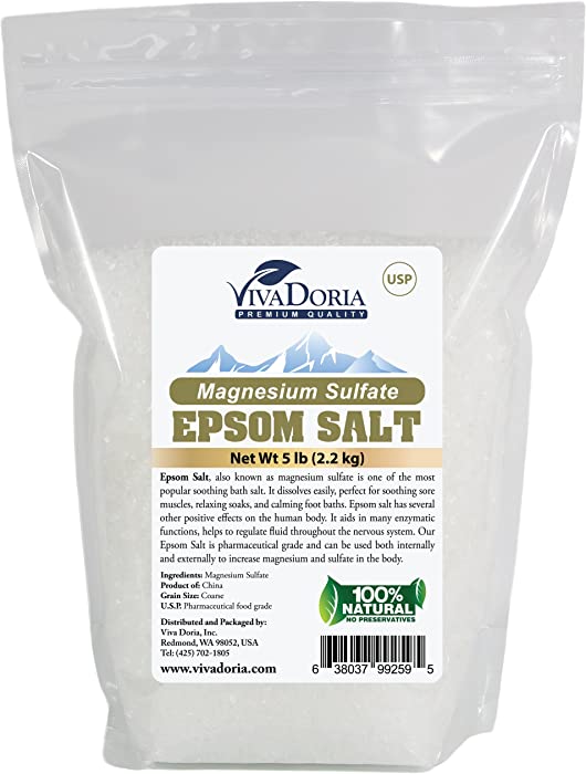 Viva Doria Epsom Salt, Magnesium Sulfate Bath Salt, 5 lb