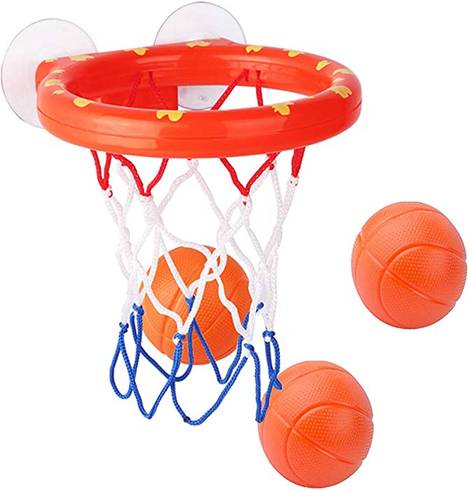 OBTANIM Bathtub Fun Basketball Hoop Balls Set Bathroom Shooting Game Toy for Toddler Kids Children Baby Bath Tub