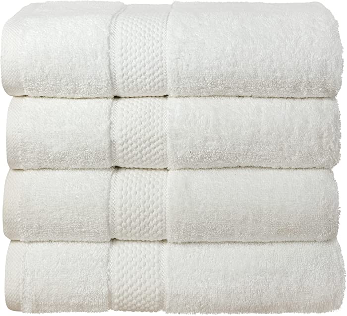 Briarwood Home - 4 Piece Premium Cotton Towels Set - Extra Absorbent Bath Towels - Cotton Makes The Towels Extra Fluffy - Machine Washable, Imported & Ultra Soft 600 GSM - Grace White