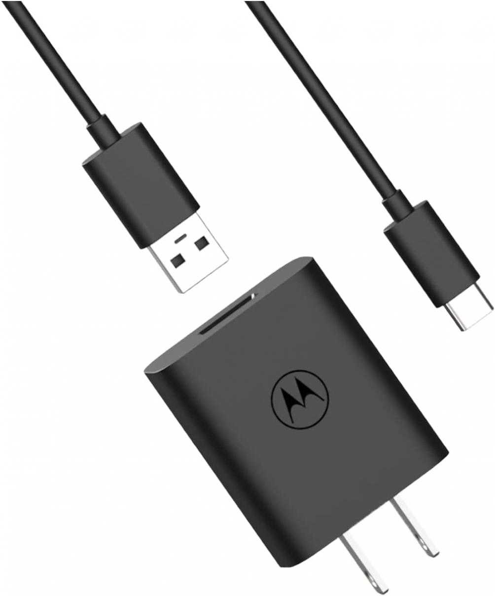 Motorola TurboPower 20 QC3.0 Charger with 1m USB-A to USB-C Cable for Moto G100, G Power (2020/2021/2022), G Stylus (2020/2021/2022/5G), One 5G/5G UW/5G Ace/5G UW Ace, Edge/Edge+