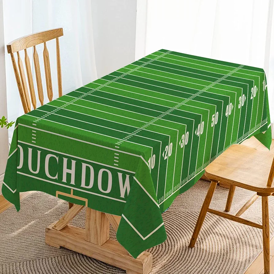 American Football Field Tablecloth Touchdown Sport Themed Indoor Outdoor Birthday Party Decoration Rectangular Table Cloth Kitchen Dining Room Table Cover (60" x 84")