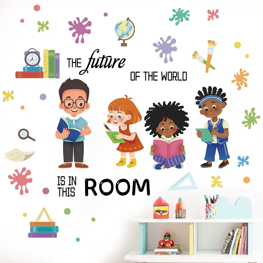 Classroom Wall Stickers - Inspirational Quotes Books Reading Playroom Wall Decals - Baby Kids Room Daycare School Library Wall Decor