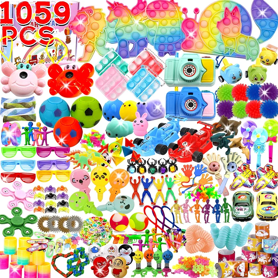 1000+ PCS Party Favors for Kids, Fidget Toys Pack, Birthday Gift,Christmas Stocking Stuffers,Christmas Gift,Treasure Box, Goodie Bag Stuffers, Carnival Prizes,Pinata Filler Sensory Toy for Classroom