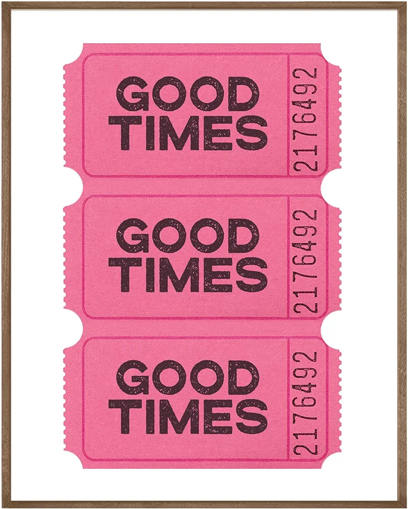 KEUSPI Preppy Hot Pink Wall Art Prints, Good Times Ticket Trendy Retro Wall Decor, Preppy Room Decor Aesthetic, Preppy Dorm Decor, Pink Room Decor, Pink Wall Decor, 8x10 Inch Unframed