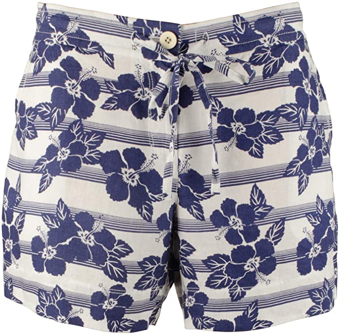 Women's Hibiscus Horizons Linen Shorts-W-Small