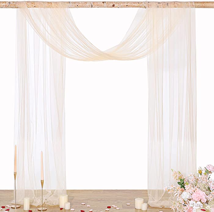 Wedding Arch Draping Fabric 6 Yards Champagne Tulle Fabric Drapery Wedding Ceremony Reception Swag Decorations 18FT