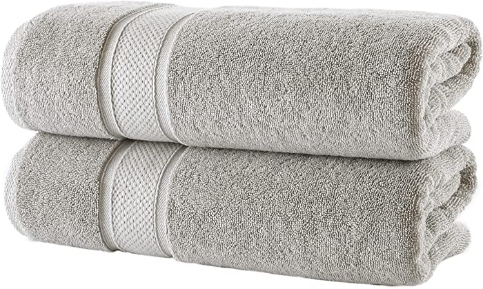 Nova Luxury Linen - Hotel Quality Turkish Towel Set for Bathroom (2 Pcs Bath Towel Set, Mirage Grey)