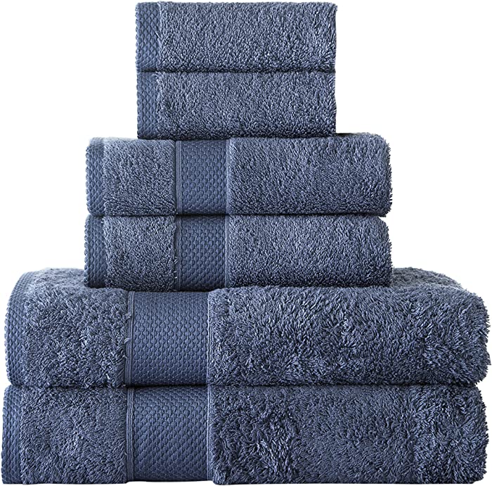 Towels Beyond - Luxury Towel Set for Bathroom, 100% Turkish Cotton, Quick Dry, Soft and Absorbent Bath Towels, Hand Towels, and Washcloths, Madison Collection - 6-Piece Set (Blue)