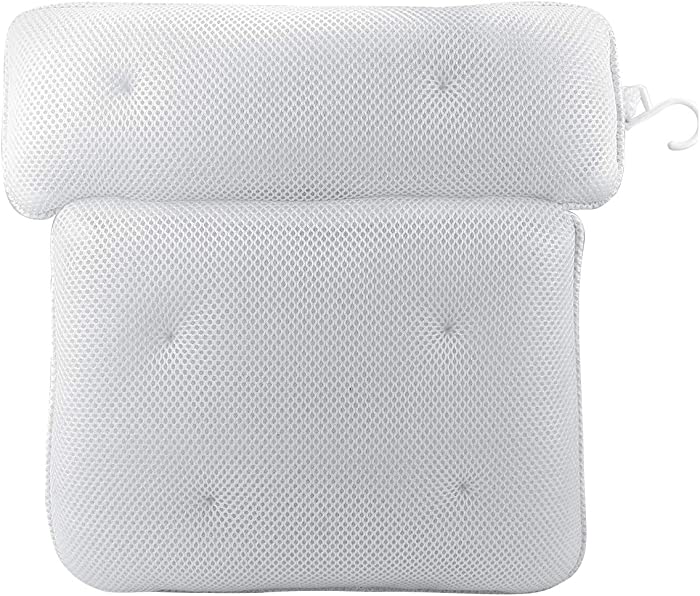 iFCOW Bath Pillow, Spa Bathtub Pillow 3D Air Mesh Back Neck Head Support Pillow with 6 Suction Cups Fit All Bathtub