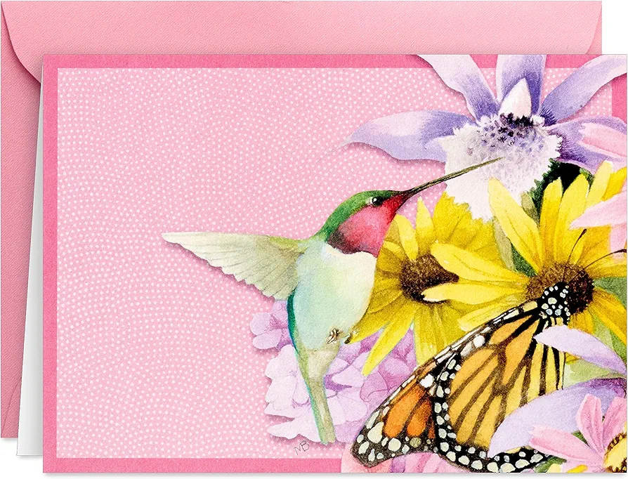 Hallmark Marjorlein Bastin Floral Notecards (20 Blank Cards with Envelopes) Butterfly & Hummingbird