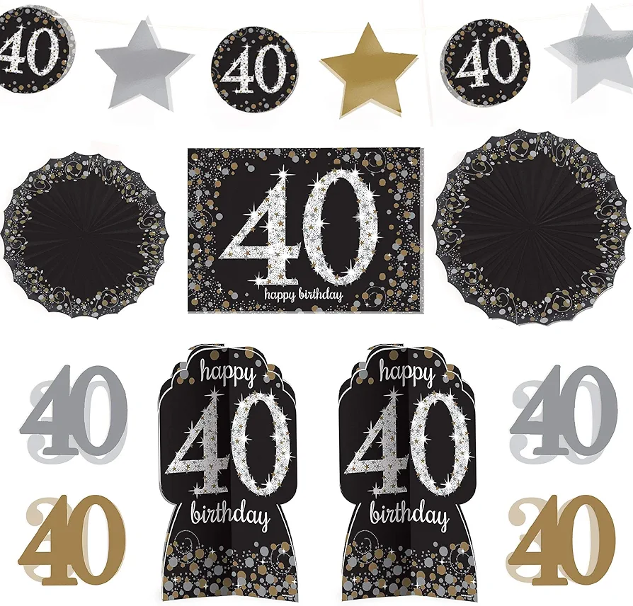 Sparkling Celebration 40 Room Decorating Kit in Various Size (10', 12", 10" & 14") - 1 Pc. | Perfect for Memorable Milestones and Unforgettable Events