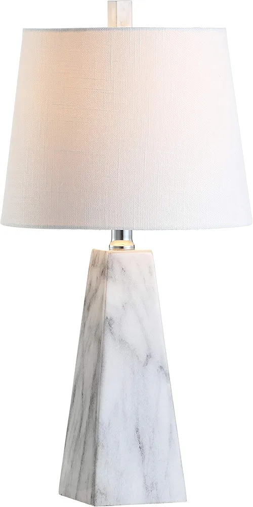 JONATHAN Y JYL1037A Owen 20.5" Resin LED Table Lamp, Contemporary, Modern, Elegant, Office, Living Room, Family Room, Dining Room, Bedroom, Hallway, Foyer, White Marble Finish