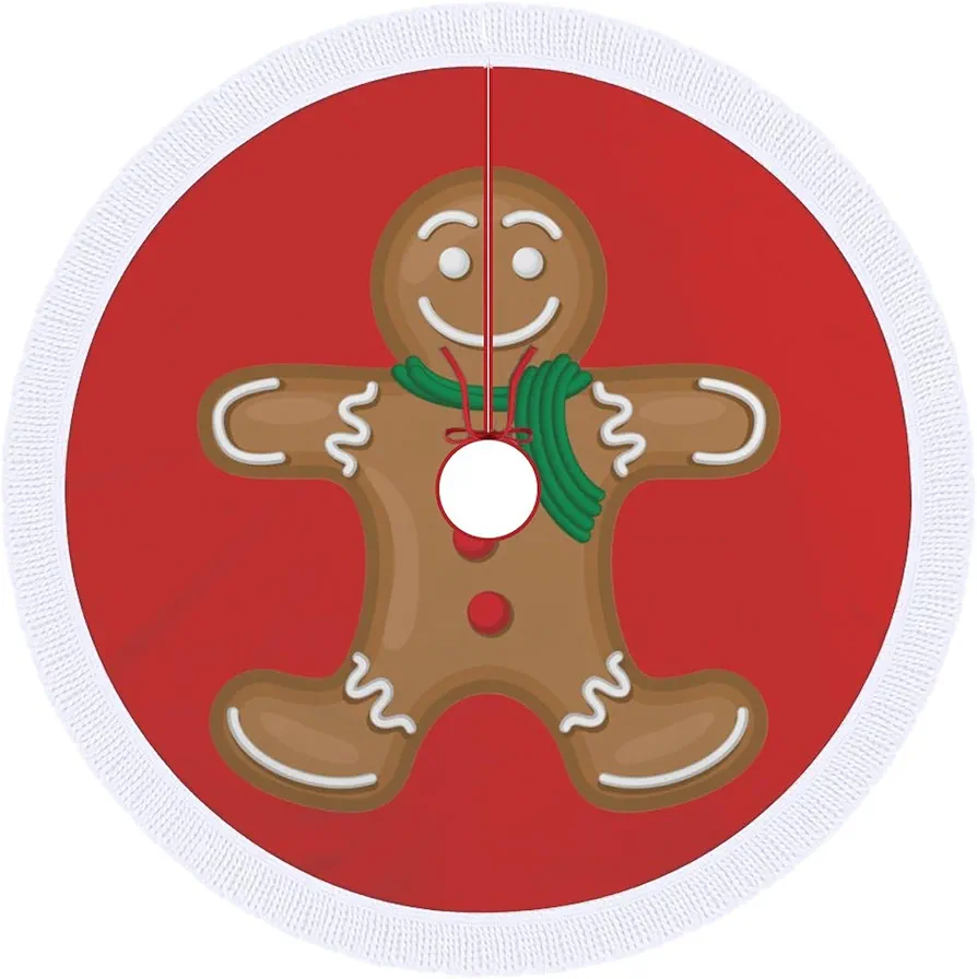 Gingerbread Man Christmas Tree Skirt Mat Party Decorations Indoor Outdoor Living Room Home Decor 30"x30"