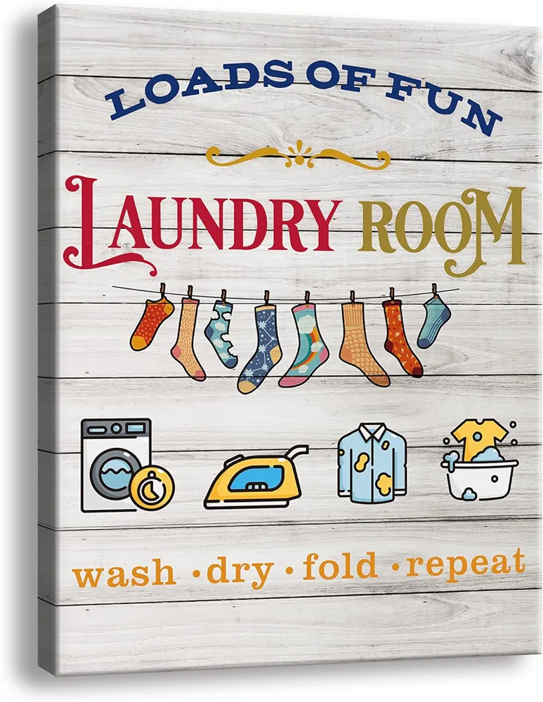 Vintage Laundry Room Sign Canvas Wall Art Rustic Laundry Rules Prints Signs Framed Laundry Schedule Funny Rules Prints Wood Background Bathroom Laundry Room Decor Size11.5 x 15 inch, Laundry room