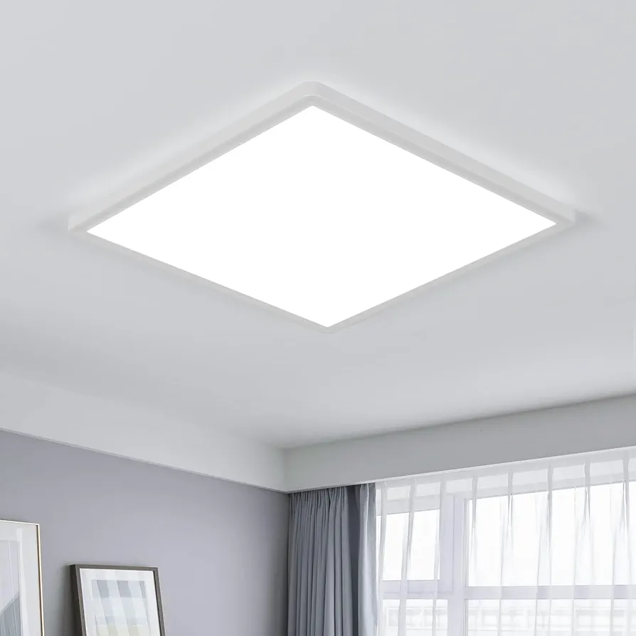 12 inch Flush Mount LED Ceiling Light Fixture, 6500K Daylight White Square LED Ceiling Lamp, Slim Flat Panel Lighting Fixture for Laundry Room, Bedroom, Kitchen, Living Room, Closet, Stairwell