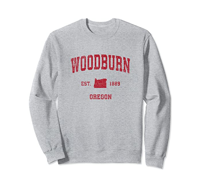 Woodburn Oregon OR Vintage Sports Design Red Print Sweatshirt