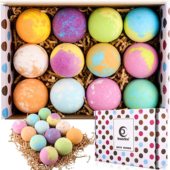 Bath Bomb Gift Set, 12 Pack Natural Handmade Bubble Bath Bombs, Perfect for Bubble Bath, Birthday Valentines Mothers Day Anniversary Christmas Women, Wife, Girlfriend Gift Idea.