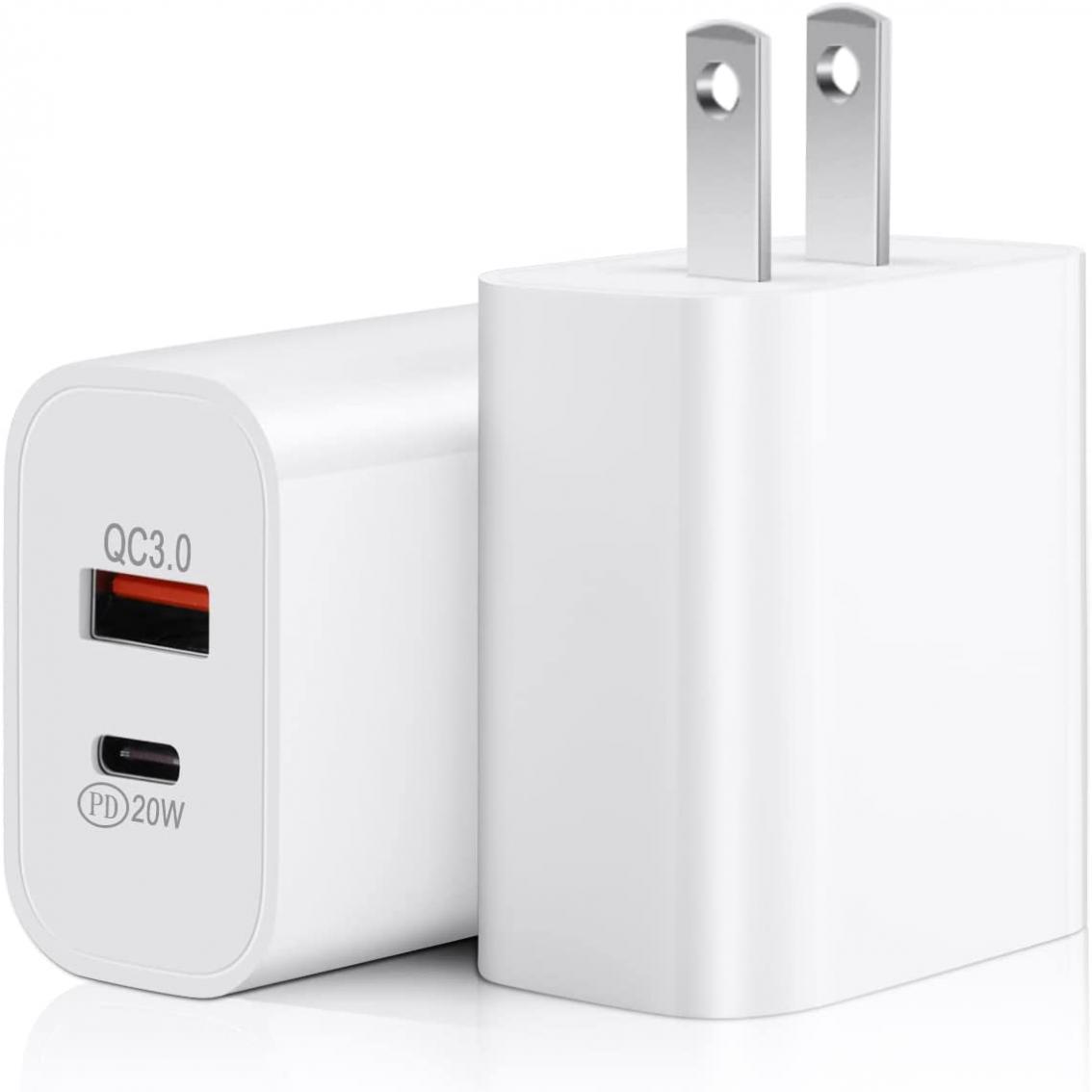 USB C Wall Charger, 2PACK 20W PD iPhone Fast Charger Dual Port Plug Power Adapter Type C Charger Compatible with iPhone 14/13/13Pro/13 Pro max/iPhone 12/12 Pro max/11/11Pro Max/X/SE3 iPad Pro