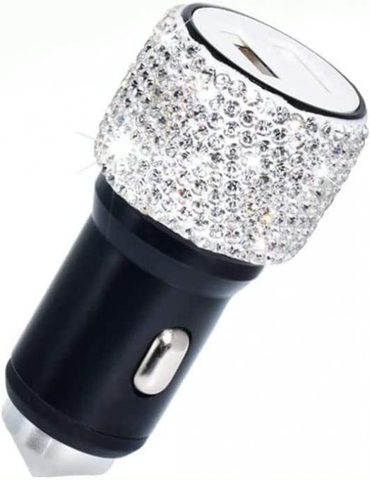 Dual USB Car Charger Bling Bling Handmade Rhinestones Crystal Car Decorations for Fast Charging Car Decors for iPhone, iPad Pro/Air 2/Mini, Samsung Galaxy Note 9 8 S9 S9+ LG Nexus HTC etc