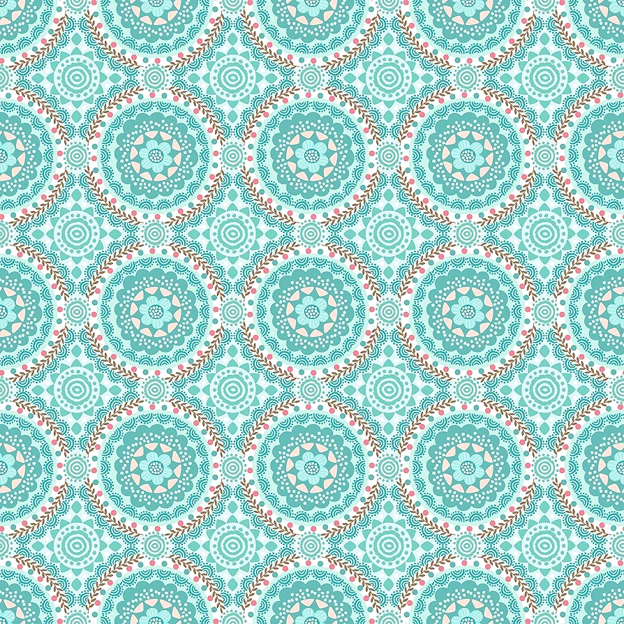 Michael Miller Elegant Medallions, Teal 15 Yard Bolt