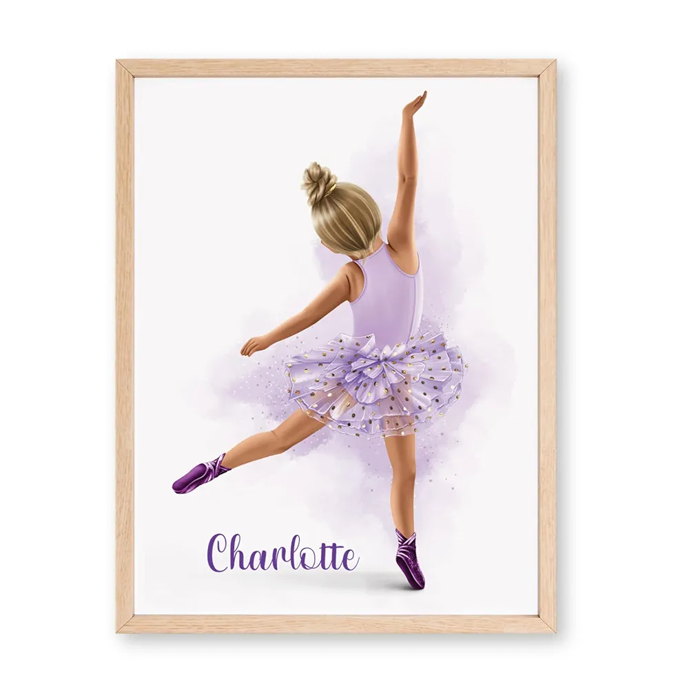 Personalized Ballet Wall Decor Print for Girls Room, UNFRAMED Little Ballerina Wall Art with Name, Custom Ballet Gift for Girl, Tutu Ballet Art Print for Young Girls Room, Customized Ballet Her