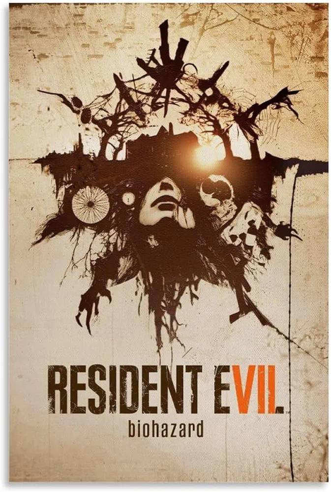 SEINEMBSC Resident Evil 7 Biohazard Game Poster Canvas Wall Art Painting Living Room Posters for Bedroom Decor 16x24inch(40x60cm)