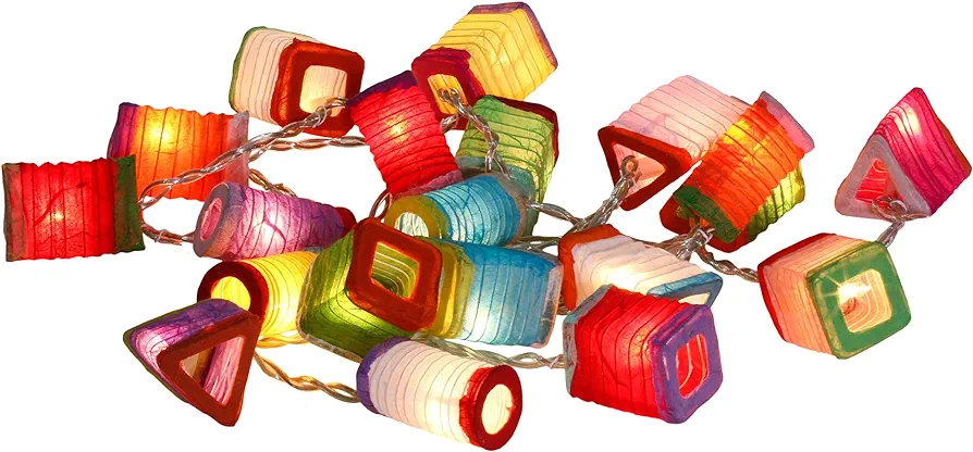 Chinese Paper Mini Lantern String Party,Patio,Fairy,Decor,Living Room,Bedroom,Christmas,Indoor,Oriental,Asian,Plug in Lights (Multicolor)