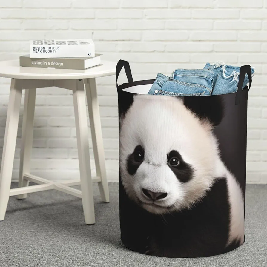 Large Laundry Basket Cute Black and White Animals Laundry Hamper Collapsible Laundry Baskets Freestanding Waterproof Laundry Bag for Bedroom Bathroom Laundry Room