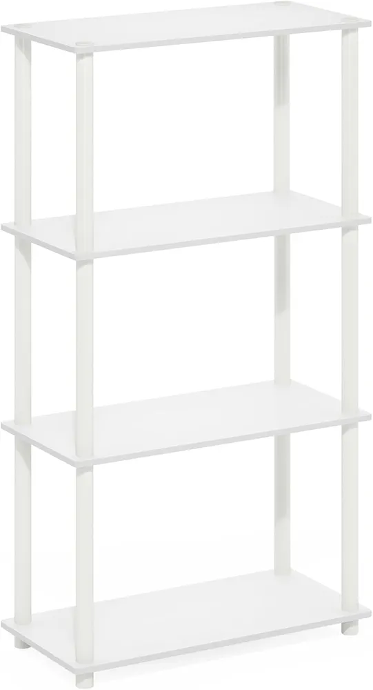 Furinno Turn-N-Tube 4-Tier Multipurpose Shelf Display Rack, White/White