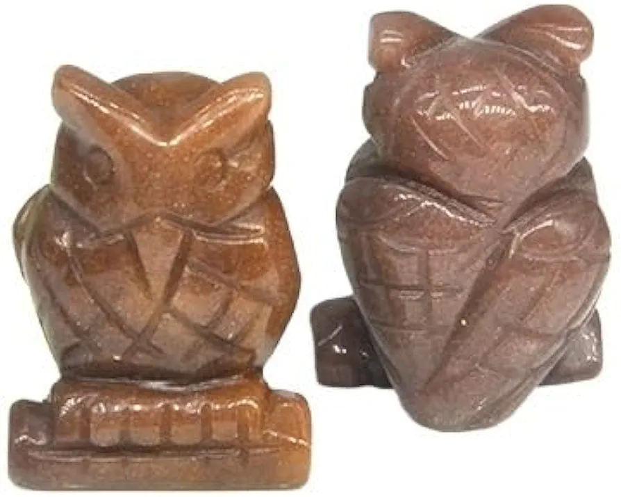 1.5" Owl Statue Stones Hand Carved Animals Figurines Room Ornament Healing Crystals Gemstones Crafts Gifts (Color : Color 37, Size : 1pc)