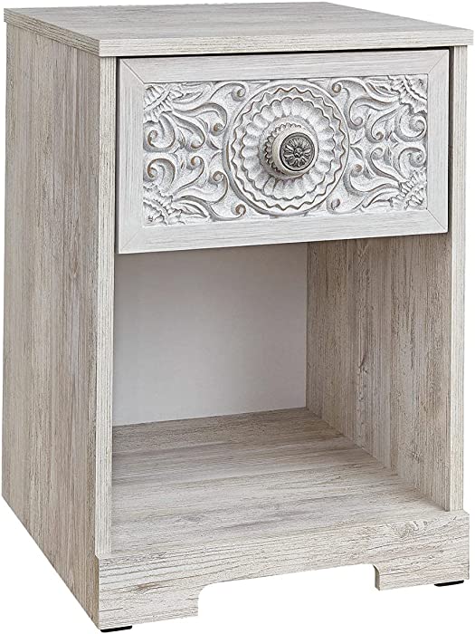 Signature Design by Ashley Paxberry Boho 1 Drawer Nightstand, Whitewash