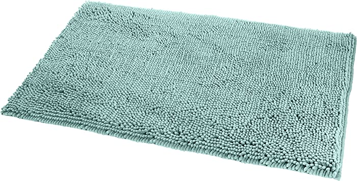 Amazon Basics Non-Slip Microfiber Shag Bathroom Rug Mat, 21" x 34", Seafoam Green