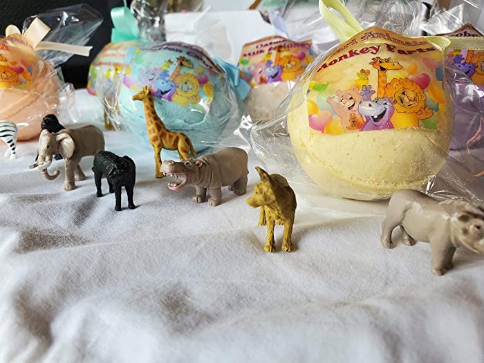 6 SAFARI ANIMALS Bath Bomb For Kids With Surprise Toys Inside (SAFARI ANIMAL) USA made, Natural, Organic XL 5 oz Gift For Girls/Boys (6-Pack Gift Set)