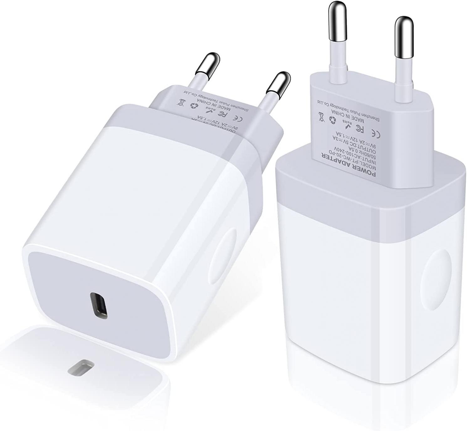 European Charger 2Pack EU Fast 20W USB C Charger Block Travel Plug PD Power Adapter for iPhone 14/14 Pro/14 Pro Max/13 Pro Max/13 Pro/13 Mini/13/12/11 Pro Max/XS Max/XR/X/8/SE 2022, Samsung, Android