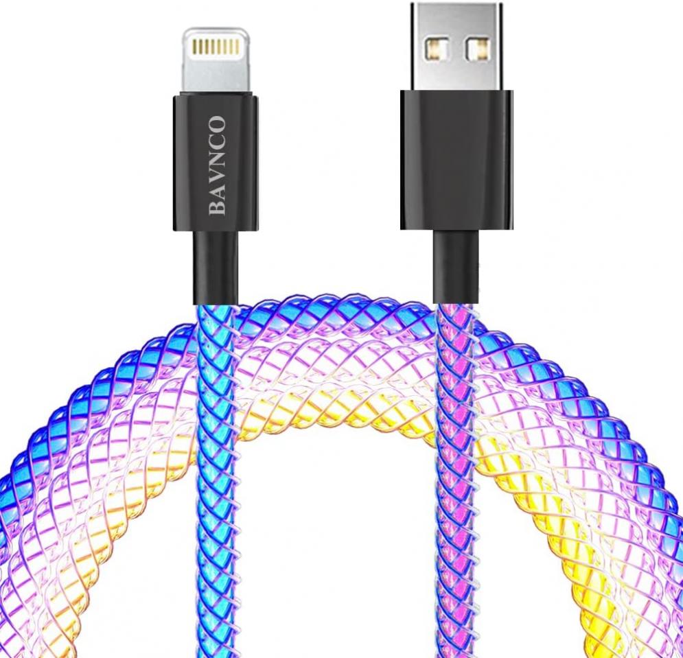 MFi Certified iPhone Charger, BANVCO 4.9ft LED RGB Light Gradual USB to Lightning Fast Charging Cable Strong Copper Wire Braided Data Sync Cord for iPhone 13 12 11 Pro XS Max XR X 8 7 6 Plus and More