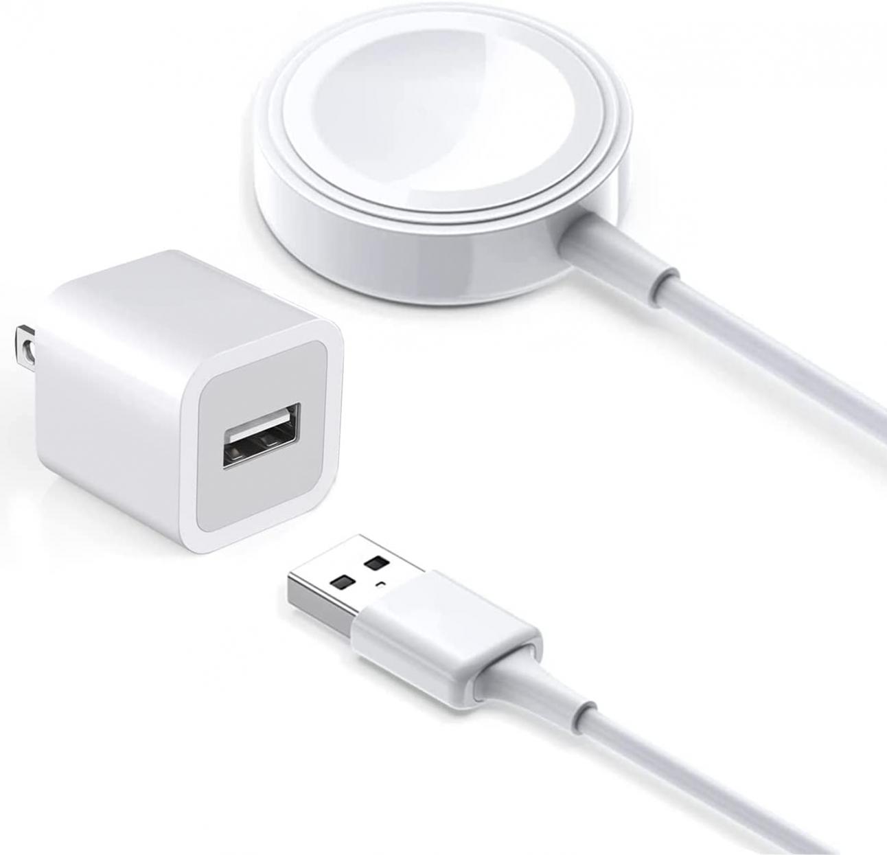 Apple Watch Charger [Apple MFi Certified] Fast Wireless Magnetic Wireless Charging Cable (1m)+USB Power Adapter,Portable Charging Cord Compatible with Apple Watch Series 6 SE 5 4 3 2 1-Plug and Play