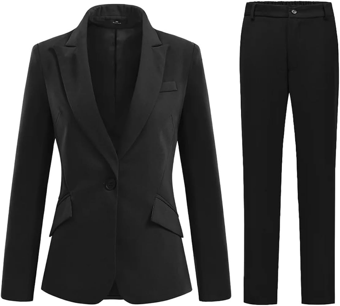 YUNCLOS Women’s Formal Two Piece Office Lady Suit Set Work Blazer Jacket Pant