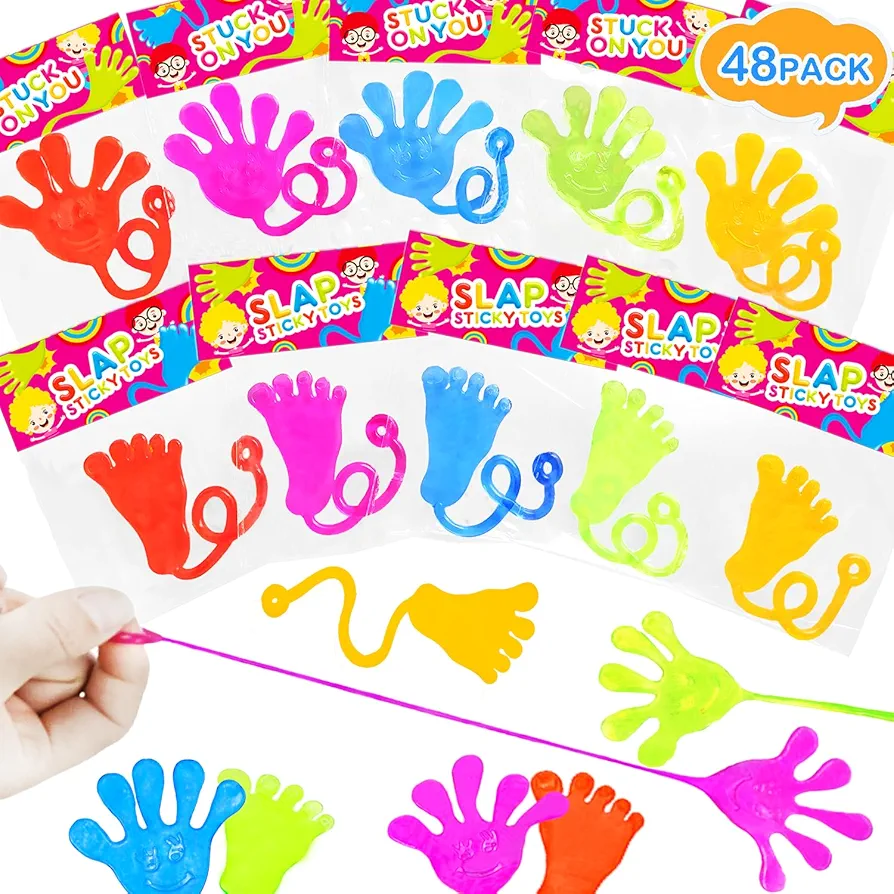 Party Favors Supplies Goodie Bag Stuffer Fillers for Kids (48 PCS), Sticky Hands & Feet for Toddlers, Birthday Pinata Favors Classroom Students Treats Prizes Toys Gifts for Boys Girls