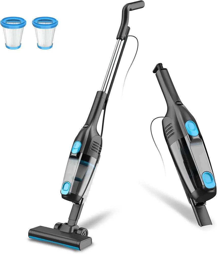 Corded Stick Vacuum Cleaner, 16Kpa Powerful Suction Stick Vacuum with 23Ft Cord, 2 in 1 Lightweight Vacuum Cleaner for Hard Floor Pet Hair