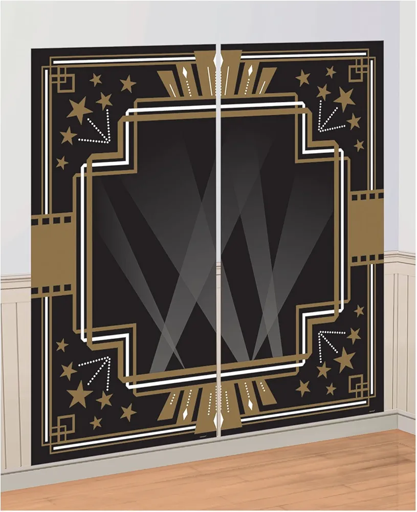 Amscan Black & Gold Glitz & Glam Photo Booth Scene Setters - 65" x 65" (Pack of 2) - Dazzling Plastic Backdrop for Parties & Events