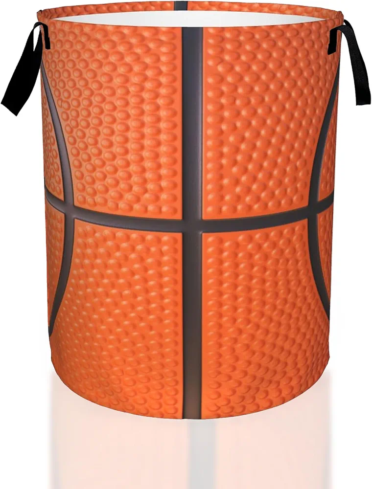 Basketball Texture Laundry Basket,Waterproof Laundry Hamper,Collapsible Organizer Basket for Storage Bin Toy Bins, Dirty Clothes Laundry Basket for Living Room/Bathroom/Bedroom