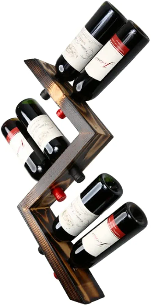 Charmont Wooden Wine Rack Wall Mounted -Rustic Zig Zag Wine Holder - Wine Bottle Holder for Bar, Kitchen Storage, Dining Room, Wedding Gift- Wall Home Décor for Wine Display; 6 Bottles (1, Natural)