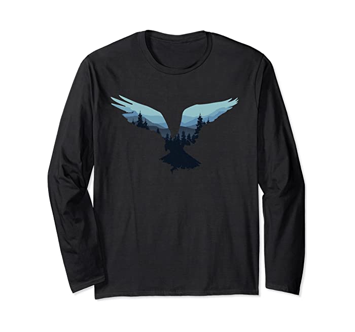 Beautiful Flying Eagle Night Sky Silhouette Long Sleeve Tee