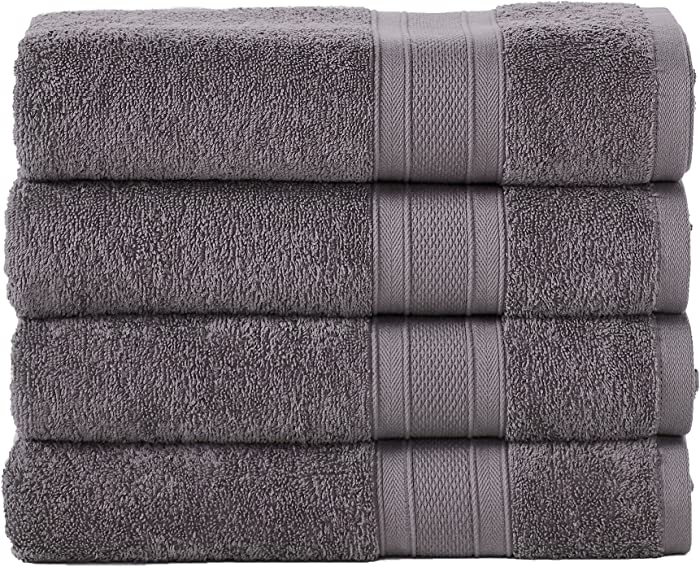 TRIDENT Soft and Plush Bath Towels - Super Soft Bathroom Towels, Highly Absorbent, Machine Washable, Soft Comfort (4 Piece , Charcoal)